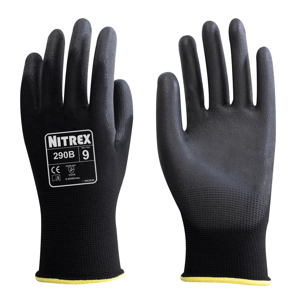 Nitrex 290B Palm Coated Black Glove Large - Pair}